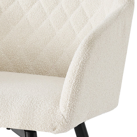 Carlo - Sedia da pranzo Imbottitura in bouclé bianco con braccioli