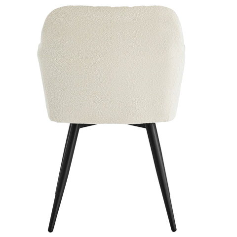 Carlo - Sedia da pranzo Imbottitura in bouclé bianco con braccioli