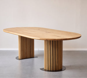 Matteo - Tavolo Plank Tavolo artigianale con base a doghe in rovere oliato/naturale 240x120x77 cm
