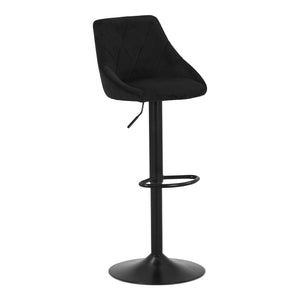 Cassie - Sgabello da bar regolabile in velluto nero con funzione girevole a 360 gradi