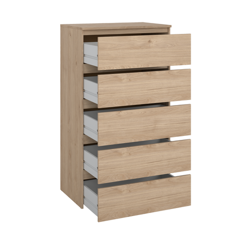 Maise cassettiera H:114 x L:65 x P:41 cm con 5 cassetti in look rovere