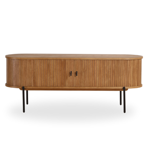 Florence - Tavolino porta TV con lamelle in quercia 138x40x55 cm