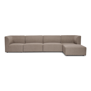 Emilia divano modulare in sabbia con 4 moduli e chaise longue destra e sinistra L: 328 x P: 158 x H: 72 cm
