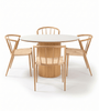 Set da pranzo – Tavolo da pranzo Enzo in rovere con piano in pietra + 4 sedie da pranzo Bella con seduta intrecciata e finitura effetto rovere