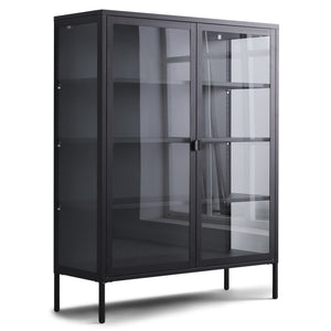 Herman - Mobiletto espositore - Metallo/ vetro nero - 110x40x140 cm.