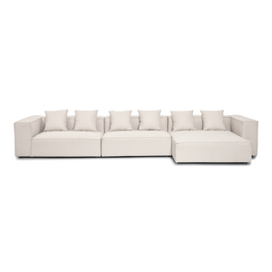 Hailey - Divano componibile con chaise longue a destra in beige con 3 moduli L: 415 X P: 148 X H: 65 cm