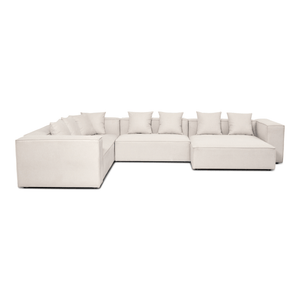 Hailey - Divano a U modulare beige con 4 moduli - Chaise longue a destra L: 368 x P: 247 x H: 65 cm