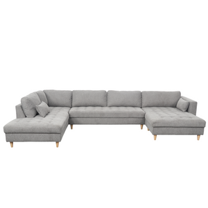 Brandy - divano ad U a destra grigio con chaise longue - L: 366 x P: 211 x H: 80 cm