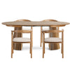 Set da pranzo - Tavolo da pranzo Lewis a doghe Ø120 cm con prolunga in impiallacciatura di rovere + 4 sedie da pranzo Jocelyn in rovere