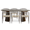 Set da pranzo - Tavolo da pranzo a doghe Lewis Ø120 cm con prolunga in impiallacciatura di rovere affumicato + 6 sedie da pranzo Bella in rovere affumicato