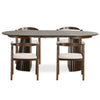 Set da pranzo - Tavolo da pranzo a doghe Lewis Ø120 cm con prolunga in impiallacciatura di rovere affumicato + 4 sedie da pranzo Jocelyn in rovere affumicato