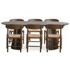 Set da pranzo - Tavolo da pranzo a doghe Lewis Ø120 cm con prolunga in impiallacciatura di rovere affumicato + 6 sedie da pranzo Madison in rovere affumicato con seduta intrecciata