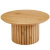 Milas Tavolino rotondo a doghe - Ø80 cm - Effetto rovere con gambe a colonne