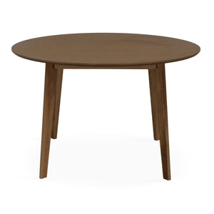 Miles – Tavolo da pranzo rotondo Ø120 cm in impiallacciatura di rovere affumicato con motivo a spina di pesce