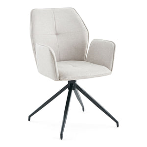 Minna - Sedia da pranzo tessuto beige con girevole a 360 gradi
