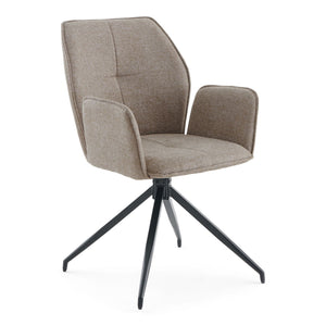 Minna - Sedia da pranzo tessuto sabbia con funzione girevole a 360 gradi