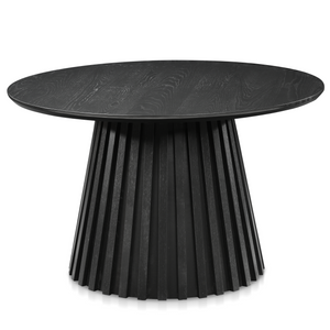 Lewis - Tavolino da caffè rotondo lamellare nero Ø70 cm