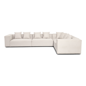 Hailey - Divano modulare angolare in beige con 4 moduli (Configurazione 2) L: 368 x P: 247 x H: 65 cm