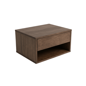 Comodino Selina / mensola a muro in rovere fumé 38x30x20 cm incl. supporto a muro
