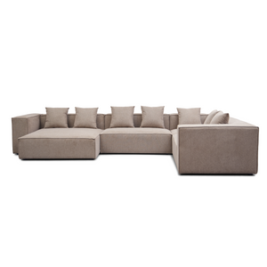 Hailey - Divano modulare a U in sabbia con 4 moduli - Chaise longue sinistra L: 368 x P: 247 x H: 65 cm