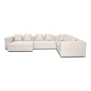 Hailey - Divano modulare a U beige con 4 moduli - Chaise longue a sinistra L: 368 x P: 247 x A: 65 cm