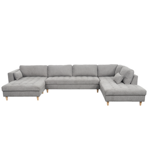 Brandy - divano a U con orientamento a sinistra, grigio, con chaise longue -  L: 366 x P: 211 x A: 80 cm